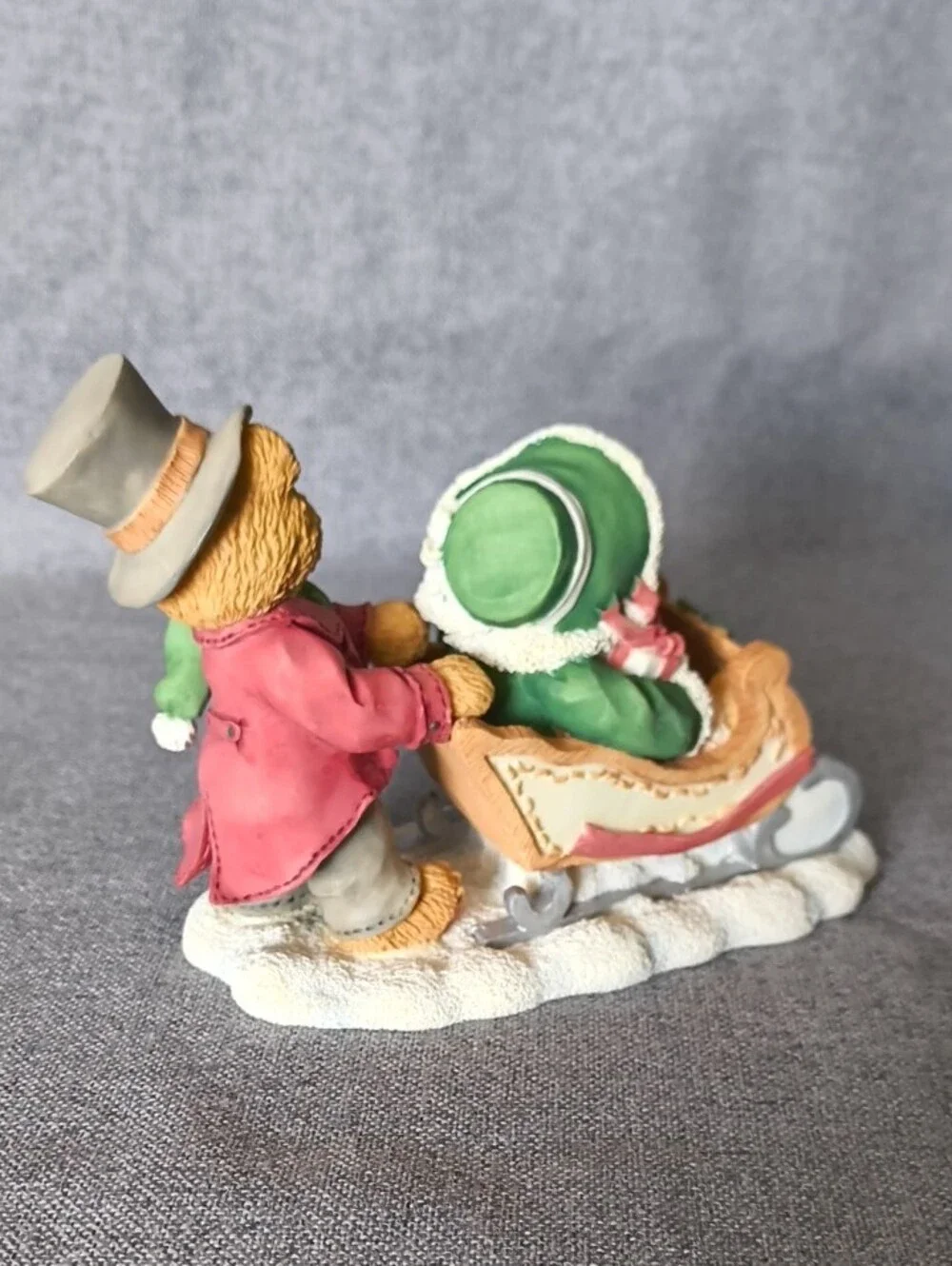 Cherished Teddies Holiday Bear Couple Figurine - Green & Red